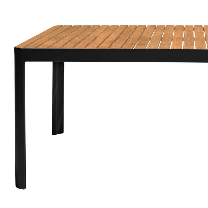 Portals Outdoor Black Rectangle Teak Wood & Aluminum Dining Table - Furniture City (CA)l