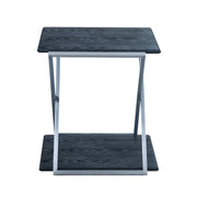 Westlake Black Veneer End Table with Brushed Stainless Steel Frame - Furniture City (CA)l
