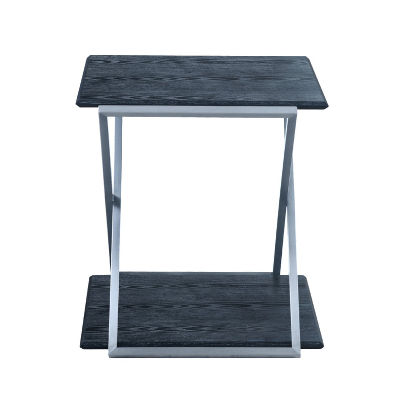 Westlake Black Veneer End Table with Brushed Stainless Steel Frame - Furniture City (CA)l