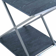 Westlake Black Veneer End Table with Brushed Stainless Steel Frame - Furniture City (CA)l