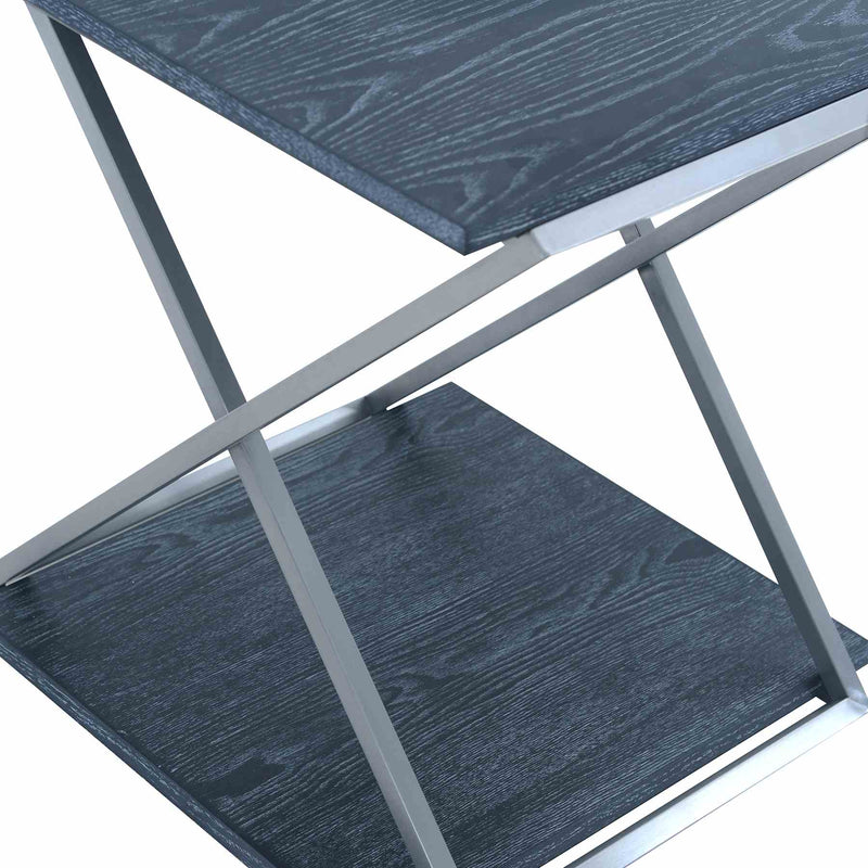 Westlake Black Veneer End Table with Brushed Stainless Steel Frame - Furniture City (CA)l
