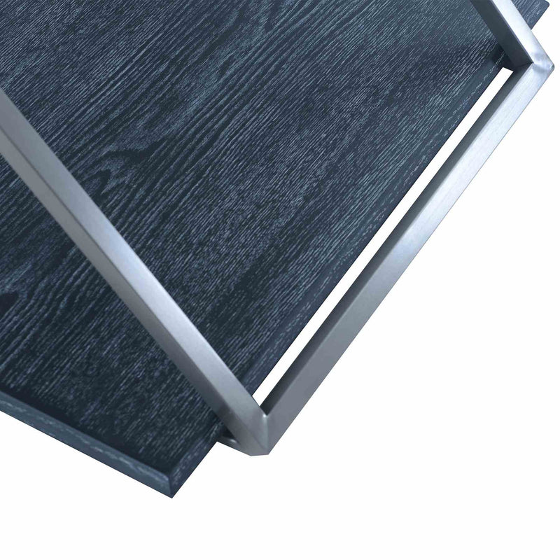 Westlake Black Veneer End Table with Brushed Stainless Steel Frame - Furniture City (CA)l