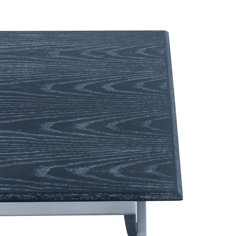 Westlake Black Veneer End Table with Brushed Stainless Steel Frame - Furniture City (CA)l