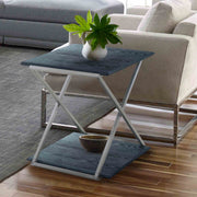 Westlake Black Veneer End Table with Brushed Stainless Steel Frame - Furniture City (CA)l