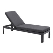 Portals Outdoor Chaise Lounge Chair in Black Finish and Gray Cushions - Furniture City (CA)l
