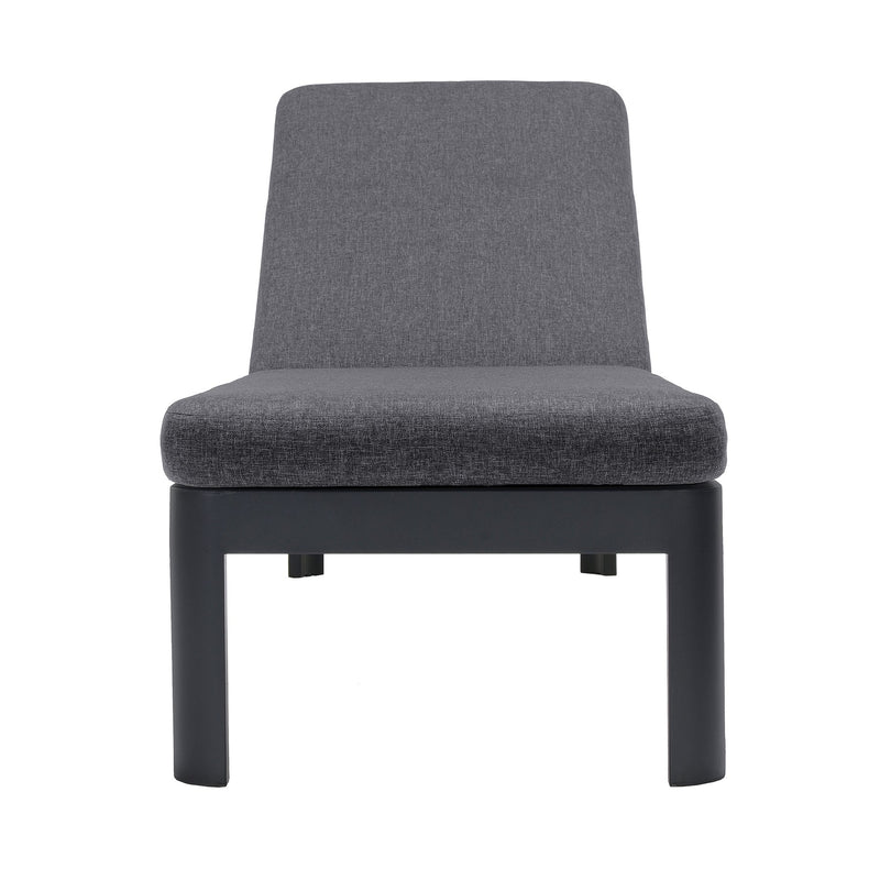 Portals Outdoor Chaise Lounge Chair in Black Finish and Gray Cushions - Furniture City (CA)l