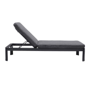 Portals Outdoor Chaise Lounge Chair in Black Finish and Gray Cushions - Furniture City (CA)l