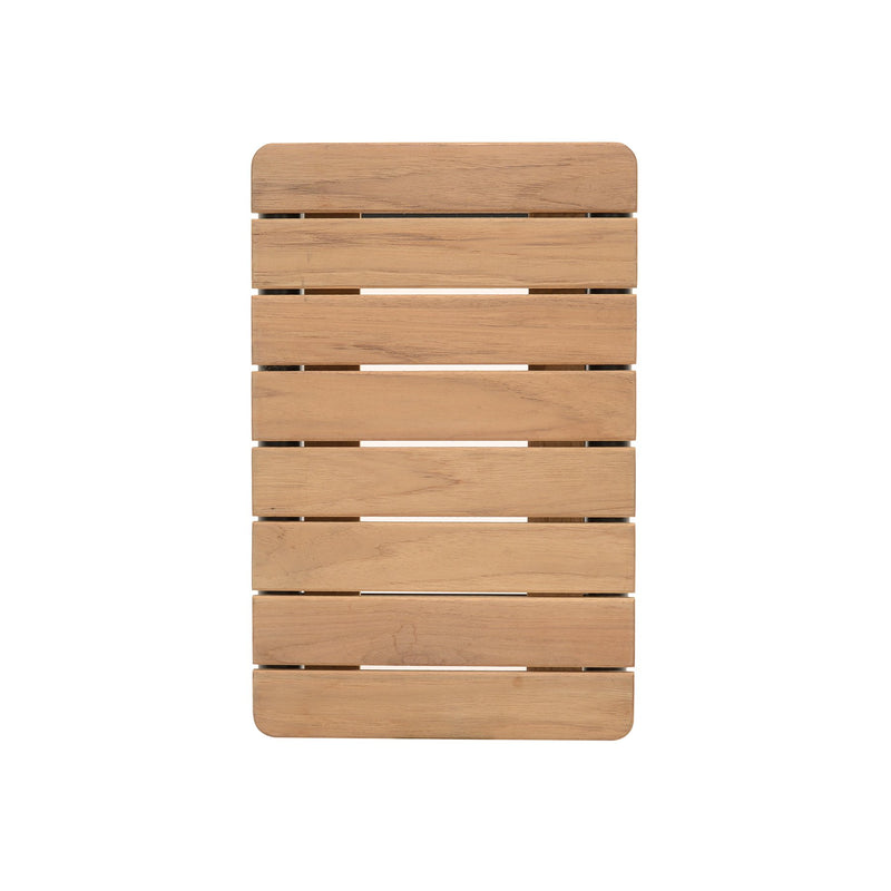 Portals Outdoor C-Shape Side Table in Black Finish and Natural Teak Wood Top - Furniture City (CA)l