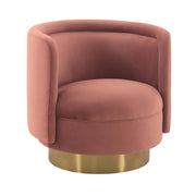 Peony Blush Fabric Upholstered Sofa Accent Chair with Brushed Gold Legs - Furniture City (CA)l