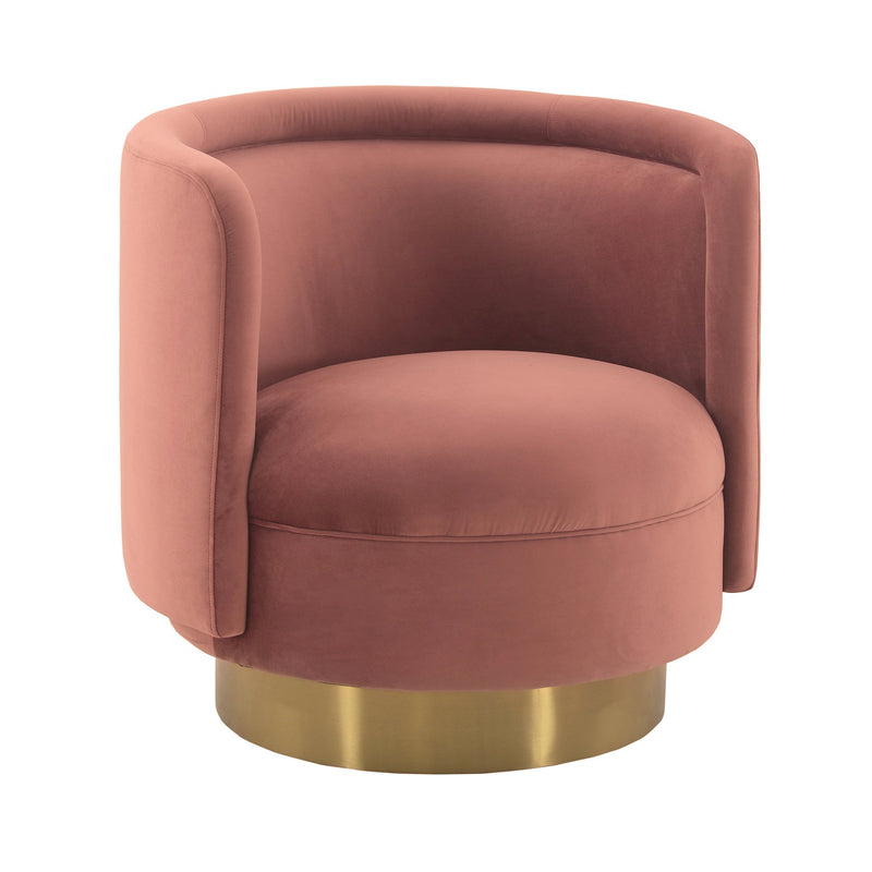 Peony Blush Fabric Upholstered Sofa Accent Chair with Brushed Gold Legs - Furniture City (CA)l