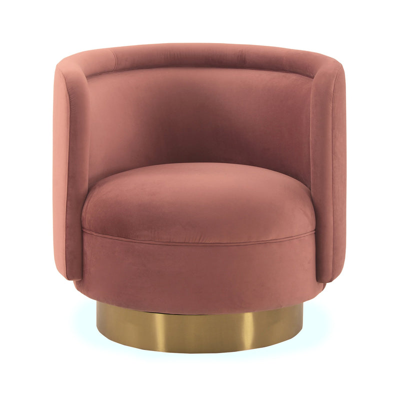 Peony Blush Fabric Upholstered Sofa Accent Chair with Brushed Gold Legs - Furniture City (CA)l