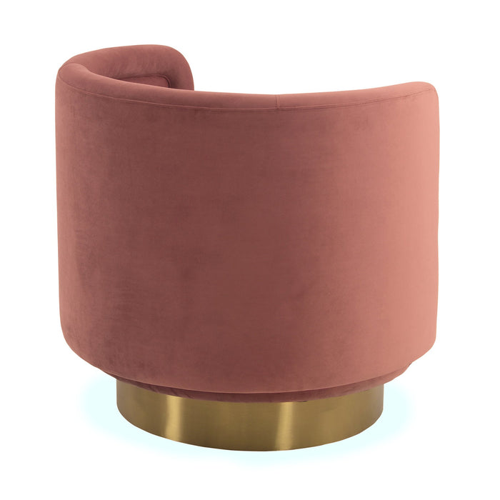 Peony Blush Fabric Upholstered Sofa Accent Chair with Brushed Gold Legs