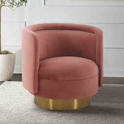 Peony Blush Fabric Upholstered Sofa Accent Chair with Brushed Gold Legs - Furniture City (CA)l