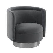 Peony Gray Fabric Upholstered Sofa Accent Chair with Brushed Gold Legs - Furniture City (CA)l