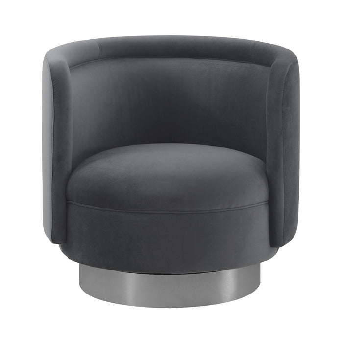 Peony Gray Fabric Upholstered Sofa Accent Chair with Brushed Gold Legs