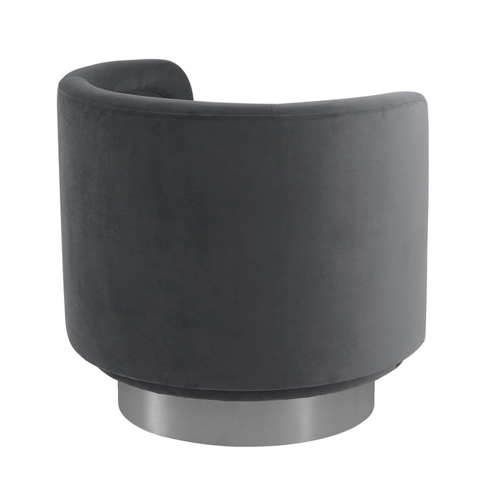 Peony Gray Fabric Upholstered Sofa Accent Chair with Brushed Gold Legs