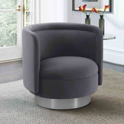 Peony Gray Fabric Upholstered Sofa Accent Chair with Brushed Gold Legs - Furniture City (CA)l