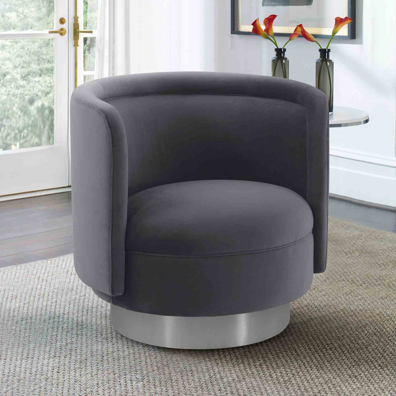 Peony Gray Fabric Upholstered Sofa Accent Chair with Brushed Gold Legs - Furniture City (CA)l
