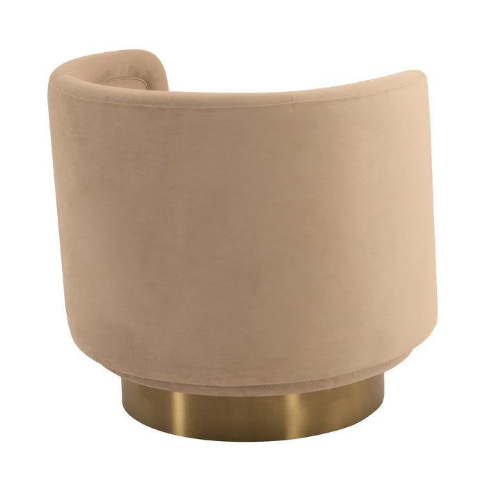 Peony Natural Fabric Upholstered Sofa Accent Chair with Brushed Gold Legs