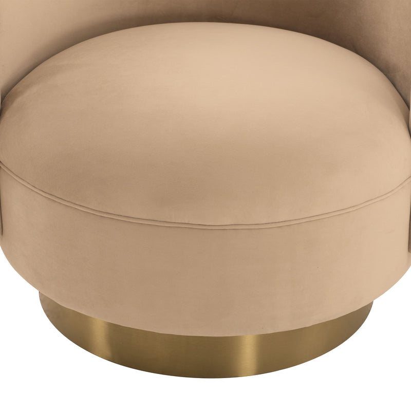 Peony Natural Fabric Upholstered Sofa Accent Chair with Brushed Gold Legs - Furniture City (CA)l