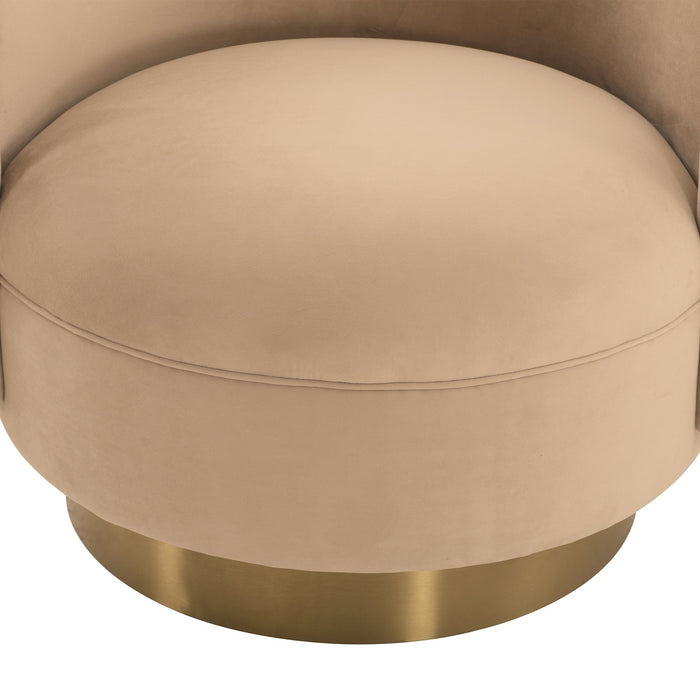 Peony Natural Fabric Upholstered Sofa Accent Chair with Brushed Gold Legs