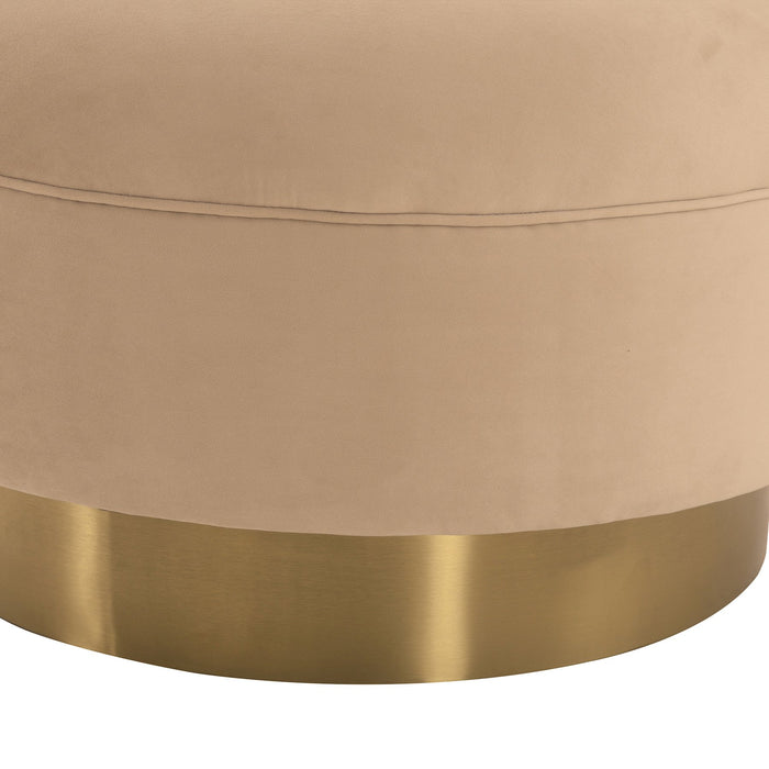 Peony Natural Fabric Upholstered Sofa Accent Chair with Brushed Gold Legs