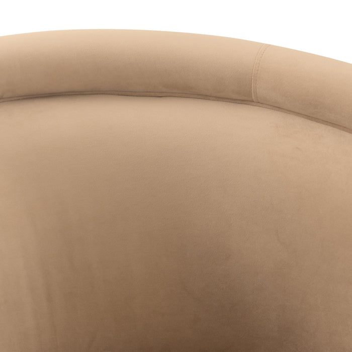 Peony Natural Fabric Upholstered Sofa Accent Chair with Brushed Gold Legs