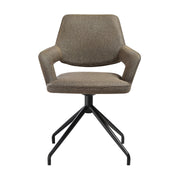 Penny Swivel Upholstered Dining Chair in Brown Fabric with Black Metal Legs - Set of 2 - Furniture City (CA)l