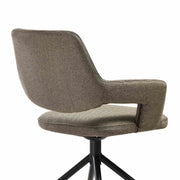 Penny Swivel Upholstered Dining Chair in Brown Fabric with Black Metal Legs - Set of 2 - Furniture City (CA)l