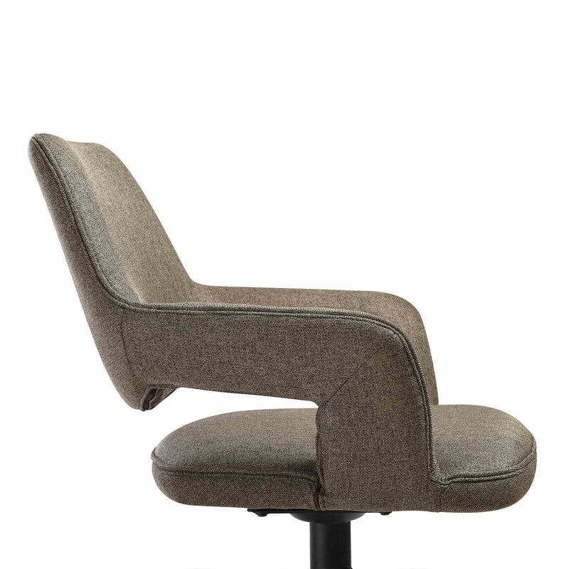 Penny Swivel Upholstered Dining Chair in Brown Fabric with Black Metal Legs - Set of 2 - Furniture City (CA)l