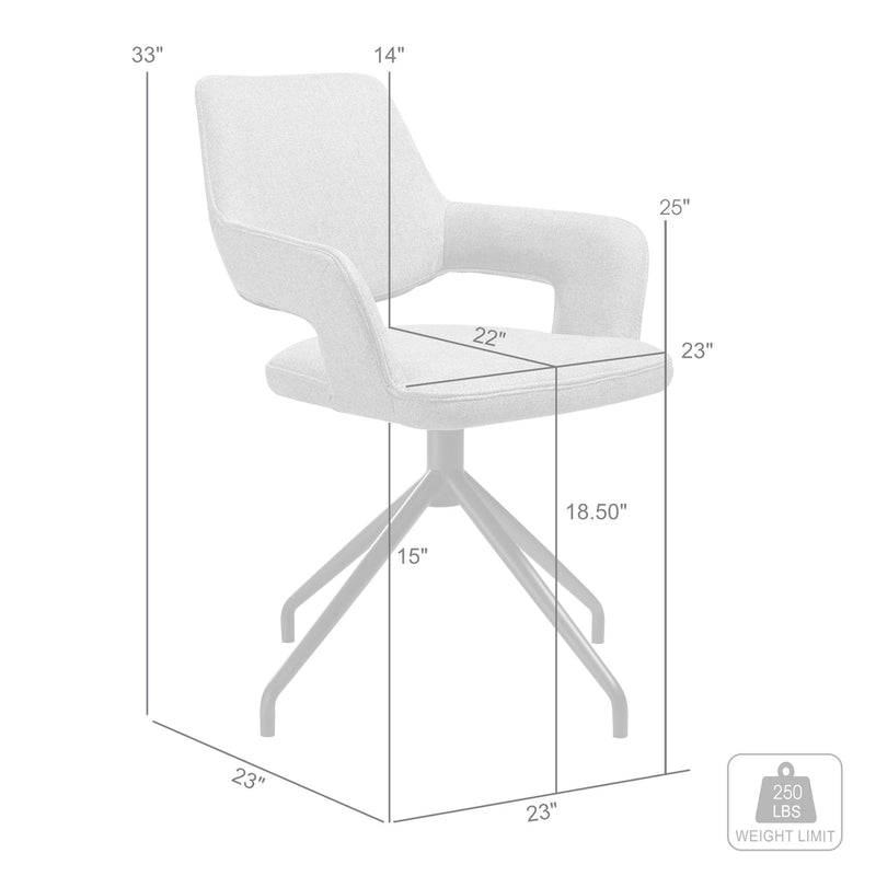 Penny Swivel Upholstered Dining Chair in Brown Fabric with Black Metal Legs - Set of 2 - Furniture City (CA)l