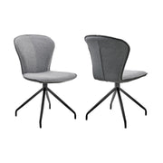 Petrie Dining Room Accent Chair in Gray Fabric and Faux Leather with Black Finish - Set of 2 - Furniture City (CA)l