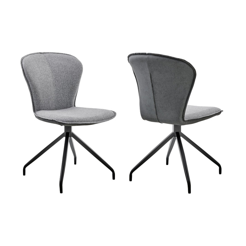 Petrie Dining Room Accent Chair in Gray Fabric and Faux Leather with Black Finish - Set of 2 - Furniture City (CA)l