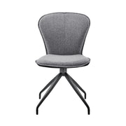 Petrie Dining Room Accent Chair in Gray Fabric and Faux Leather with Black Finish - Set of 2 - Furniture City (CA)l