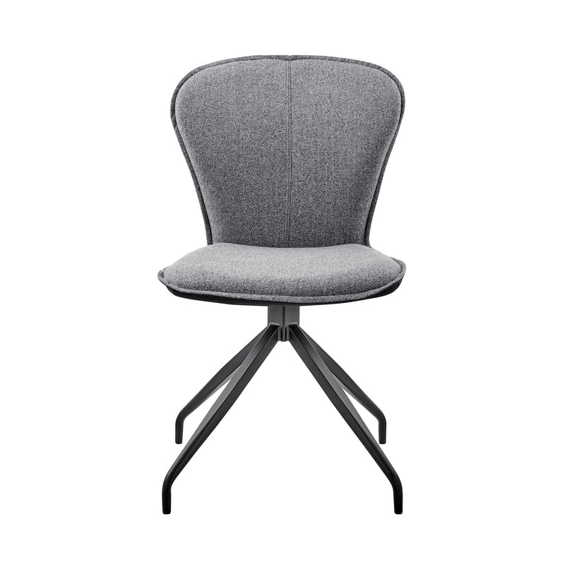 Petrie Dining Room Accent Chair in Gray Fabric and Faux Leather with Black Finish - Set of 2 - Furniture City (CA)l