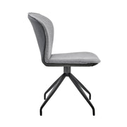 Petrie Dining Room Accent Chair in Gray Fabric and Faux Leather with Black Finish - Set of 2 - Furniture City (CA)l