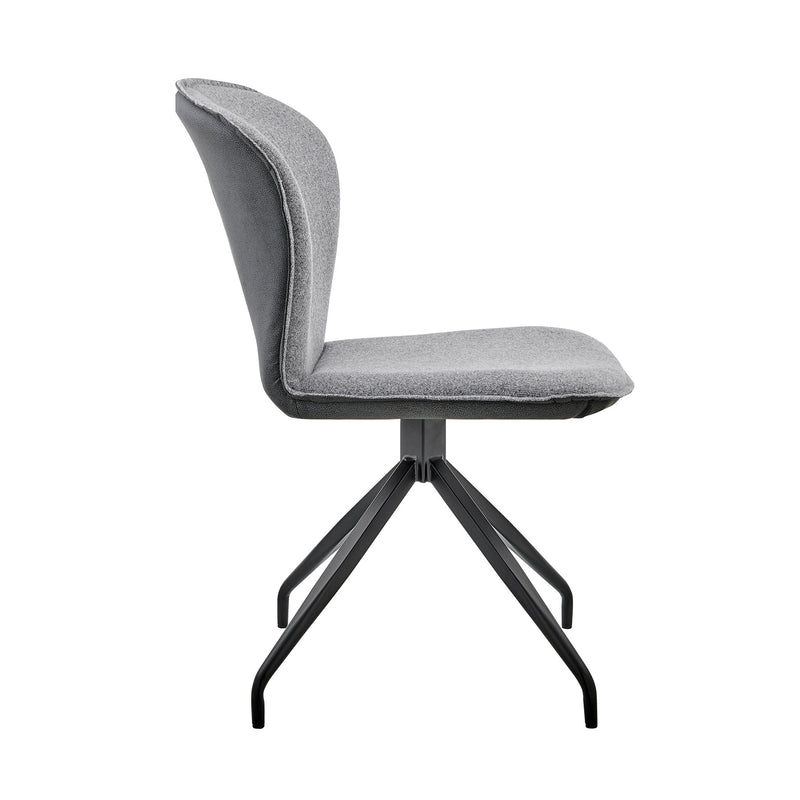 Petrie Dining Room Accent Chair in Gray Fabric and Faux Leather with Black Finish - Set of 2 - Furniture City (CA)l
