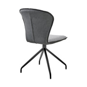 Petrie Dining Room Accent Chair in Gray Fabric and Faux Leather with Black Finish - Set of 2 - Furniture City (CA)l