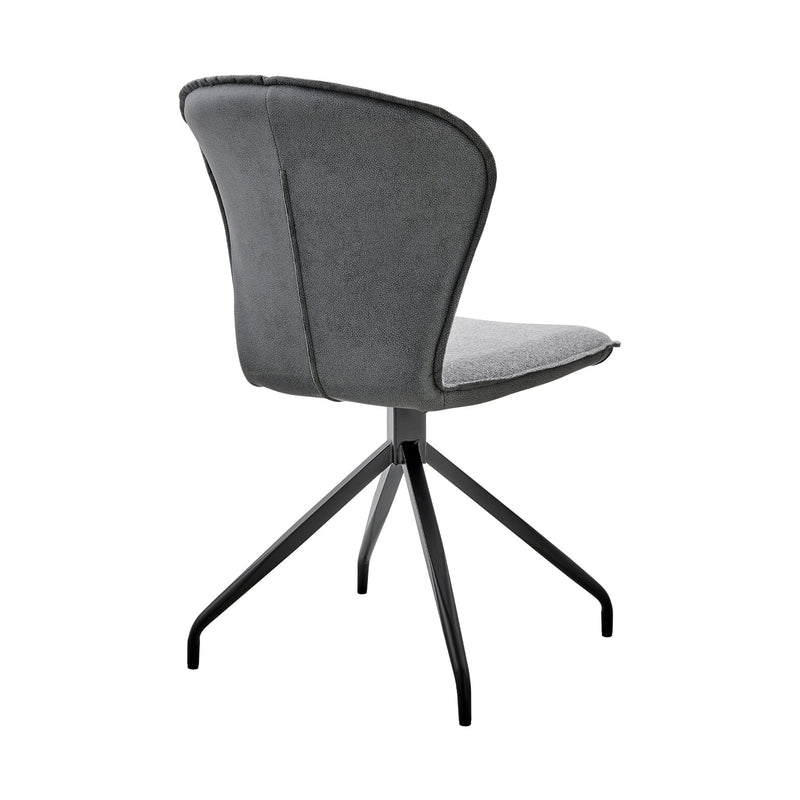 Petrie Dining Room Accent Chair in Gray Fabric and Faux Leather with Black Finish - Set of 2 - Furniture City (CA)l