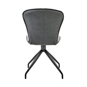 Petrie Dining Room Accent Chair in Gray Fabric and Faux Leather with Black Finish - Set of 2 - Furniture City (CA)l
