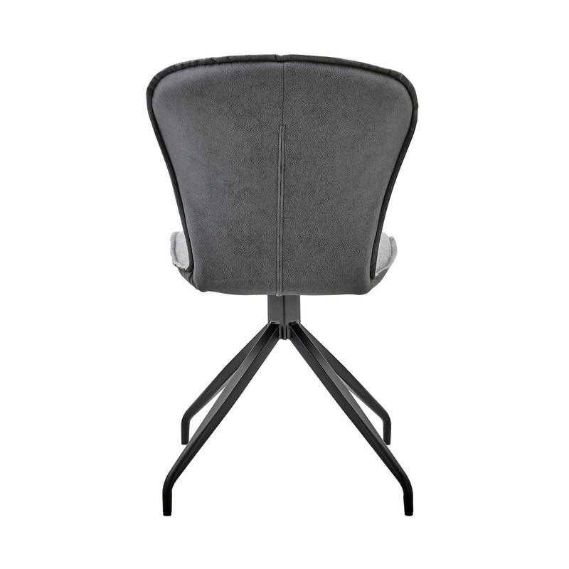 Petrie Dining Room Accent Chair in Gray Fabric and Faux Leather with Black Finish - Set of 2 - Furniture City (CA)l