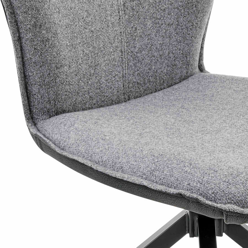 Petrie Dining Room Accent Chair in Gray Fabric and Faux Leather with Black Finish - Set of 2 - Furniture City (CA)l