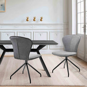 Petrie Dining Room Accent Chair in Gray Fabric and Faux Leather with Black Finish - Set of 2 - Furniture City (CA)l