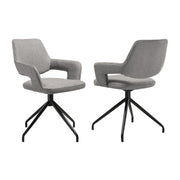 Penny Swivel Upholstered Dining Chair in Gray Fabric with Black Metal Legs - Set of 2 - Furniture City (CA)l