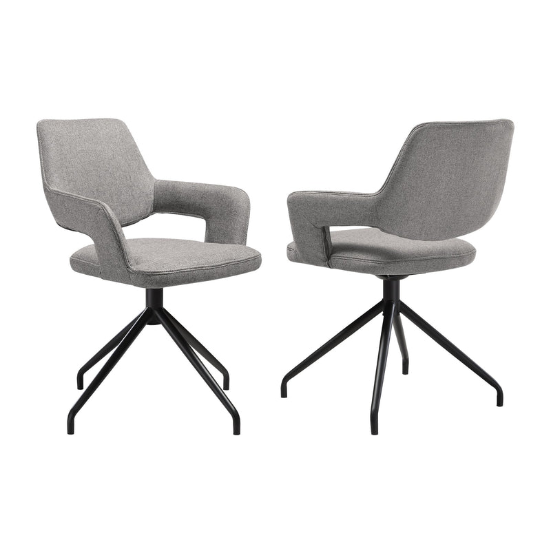 Penny Swivel Upholstered Dining Chair in Gray Fabric with Black Metal Legs - Set of 2 - Furniture City (CA)l