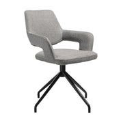 Penny Swivel Upholstered Dining Chair in Gray Fabric with Black Metal Legs - Set of 2 - Furniture City (CA)l