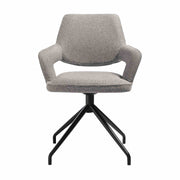 Penny Swivel Upholstered Dining Chair in Gray Fabric with Black Metal Legs - Set of 2 - Furniture City (CA)l
