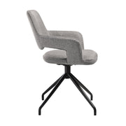 Penny Swivel Upholstered Dining Chair in Gray Fabric with Black Metal Legs - Set of 2 - Furniture City (CA)l