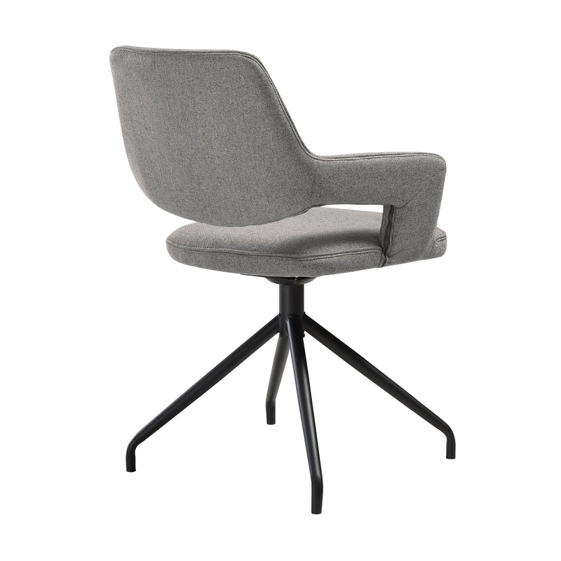 Penny Swivel Upholstered Dining Chair in Gray Fabric with Black Metal Legs - Set of 2 - Furniture City (CA)l