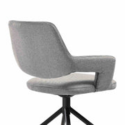 Penny Swivel Upholstered Dining Chair in Gray Fabric with Black Metal Legs - Set of 2 - Furniture City (CA)l